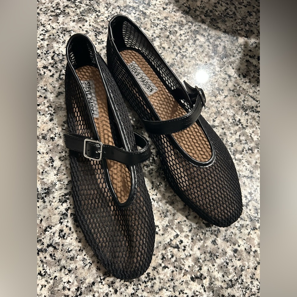 Steve Madden black mesh ballet flats women’s 9